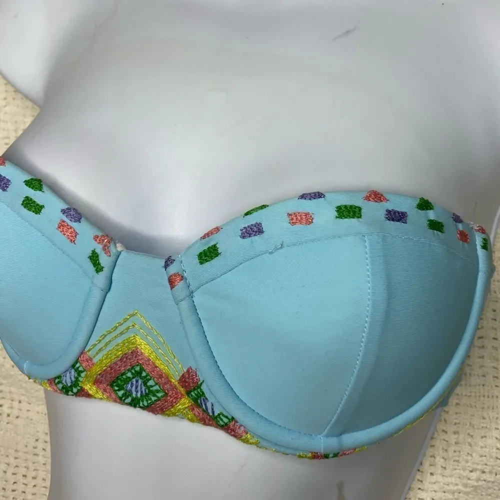 Beach Riot Embroidered Underwire Bandeau‎ Bikini Top
